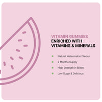 27 Elements Biotin Gummies | 10,000mcg Strength | 2 Months Supply - 60 Vegan Vitamins | for Healthy Hair, Skin and Nails | Natural Watermelon Flavour | No Artificial Flavours and Preservatives