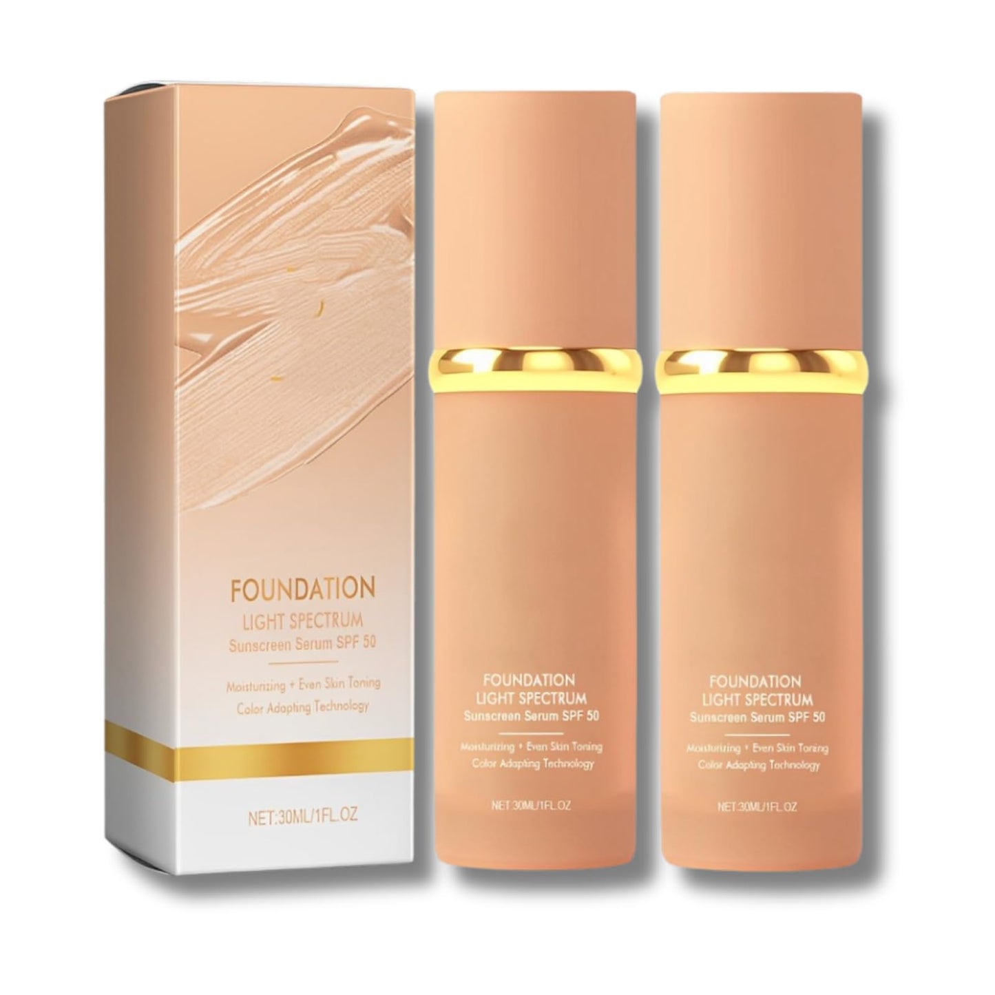 2pcs Bio-Mimic Foundation 4 In 1 Liquid Foundation Moisturizing Full Coverage Spf 50+ Lasting Wear Anti Pollution Face Foundations Bio-mimic Light Foundation Waterproof Colour Changing Foundation