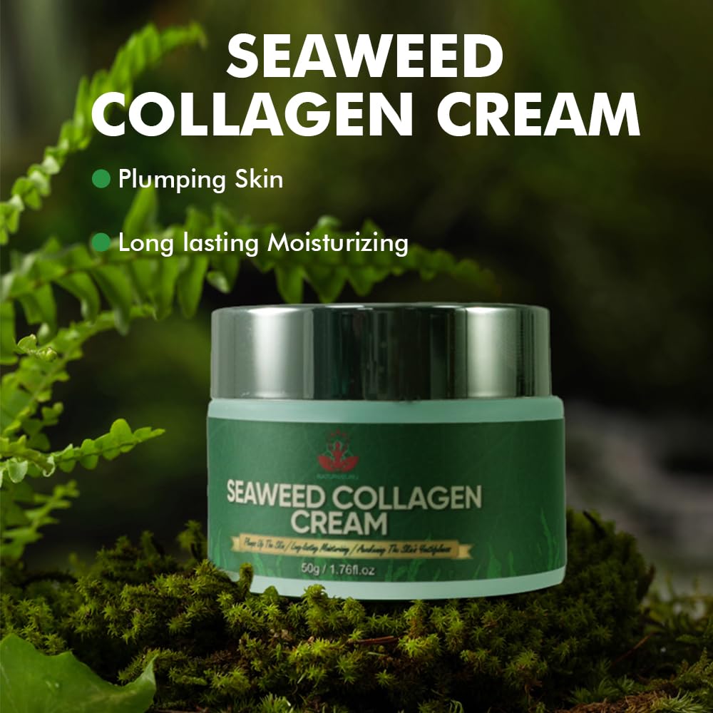 NATUREGURU Seaweed Collagen Face Cream. Seaweed derived Collagen cream for ageing skin, anti ageing with natural seaweed Collagen for Ultimate Hydration. 50g/1.76oz