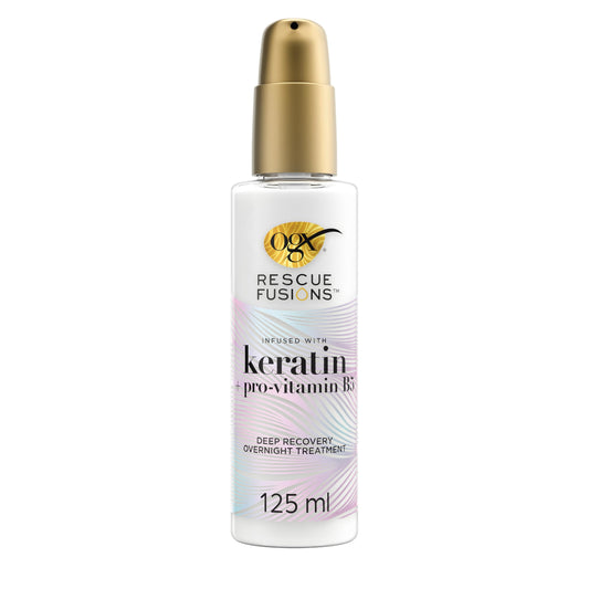 OGX Rescue Fusions Deep Recovery Overnight Treatment, Infused with Keratin Pro-Vitamin B5, up to 3x Stronger Hair, Lavender & Chamomile Scent, 125ml