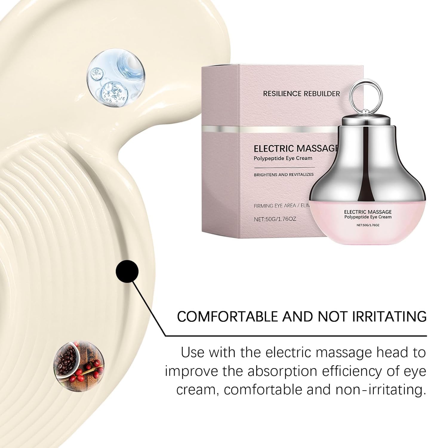 Electric Massage Eye Cream for Dark Circle, Firm and Smooth of Fine Lines, Eye Cream Massage Electric, Tired Eye Refreshment with Gentle Vibration, Anti-Wrinkle, Firming, Moisturizing