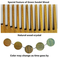 EQLEF Green Sandalwood Wide-tooth Natural comb, Large Sandal Wood Hair Comb Wooden Comb Anti Static Combs