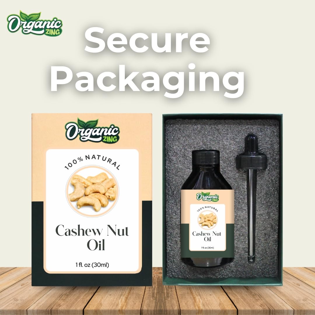ORGANIC ZING Organic Zing Cashew Nut (Anacardium Occidentale) Oil | Pure & Natural Carrier Oil for Skincare, Hair Care and Massage - 30ml/1.01fl oz