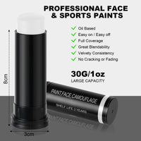 Aomig Black Face Paint Stick, Eye Face Body Paint Stick Colors Tube Waterproof Face Paint For Sports Baseball Softball Football Athletes Halloween Game Cosplay Costume Party Makeup Stick