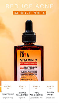 THE ISMA Vitamin C Serum for Face, Anti-Aging, 20% Vitamin C, Hyaluronic Acid, Vitamin E, Brightening Serum for Face/Neck/Eye Contour, All Skin Types 30ml