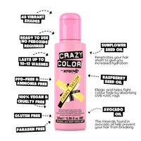 Crazy Color Vibrant Canary Yellow Semi-Permanent Trio Hair Dye. Highly Pigmented Bright Yellow Conditioning & Oil Nourishing Vegan Formula | No Bleach or Ammonia | 300ml