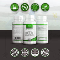 Mindful Matter MM Choline | 120 High Strength Vegan Choline-Supplement Capsules - 700mg Coline Bitartrate per Serving | Non-GMO, Gluten & Allergen Free | Manufactured in the UK
