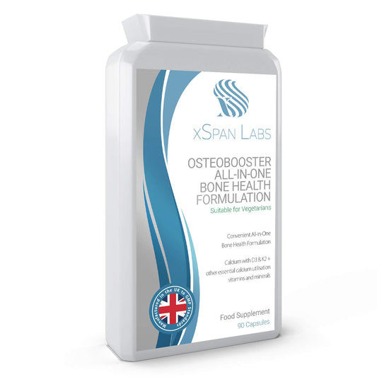 Xspan Labs OsteoBooster 90 Capsules – All-in-One Bone Support Formula – Contains Calcium, Vitamins D3 & K2, Magnesium Plus a Host of Other Essential Calcium utilisation Vitamins and Minerals