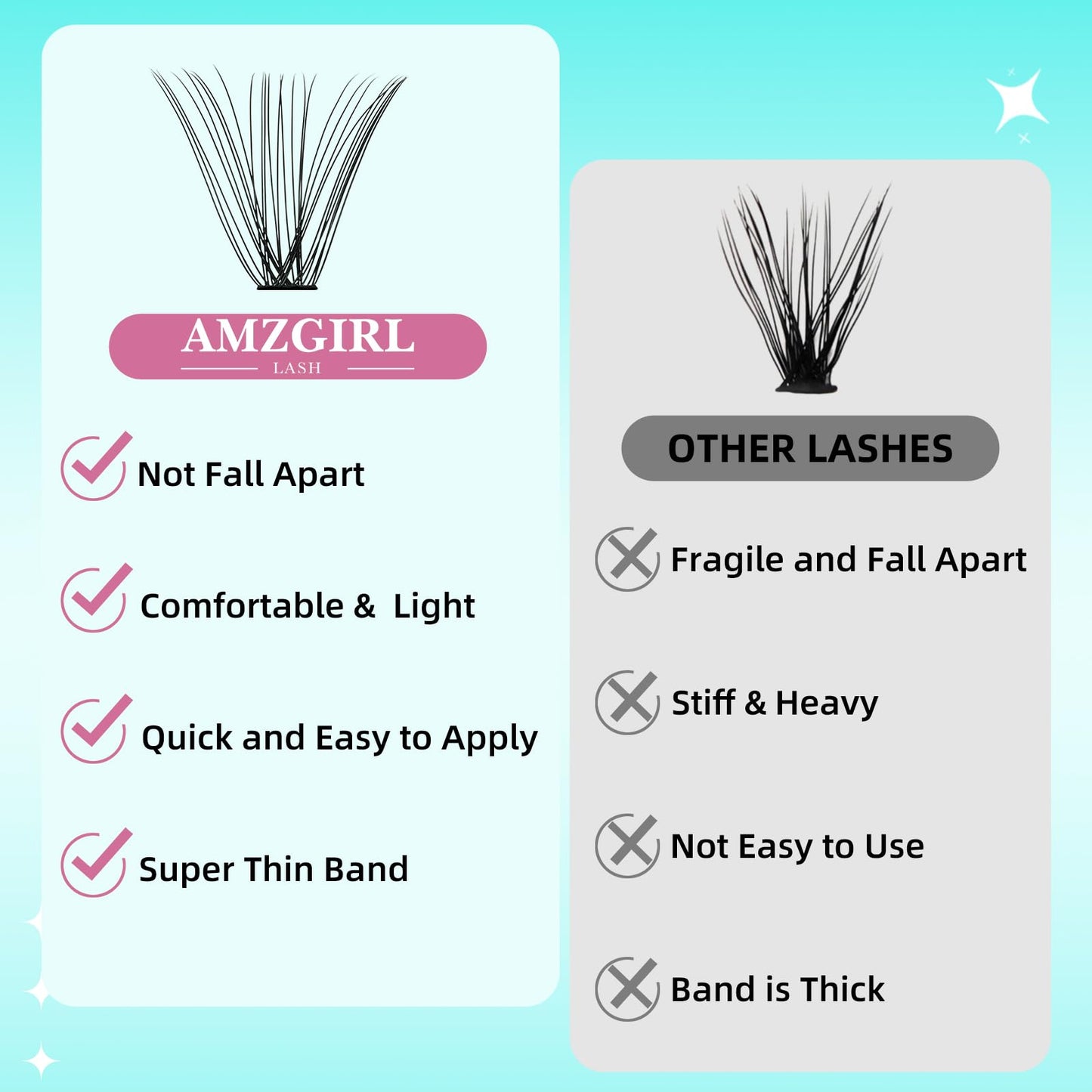 AMZGIRL LASH Lash Clusters Wispy 280PCS Eyelash Extension 50D Cluster Lashes Individual Lashes DIY Lash Extension Natural Look Cluster Eyelash Extensions Soft False Eyelashes at Home for Beginners(12mm)