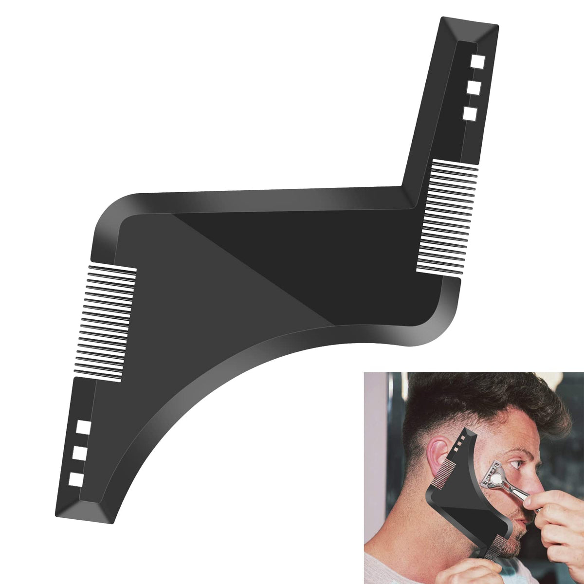 Accessotech Beard Styling Shaping Template Comb Barber Tool Symmetry Line Up Trimming Guide