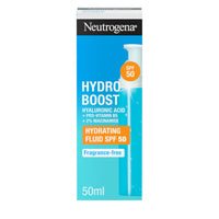 Neutrogena Hydro Boost Hydrating Face Fluid SPF 50, with Hyaluronic Acid, Pro-Vitamin B5 and Niacinamide, Broad Spectrum for Dry Skin, 50ml