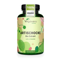 Vegavero Organic Artichoke 40,000 mg 20:1 High Strength Extract | Without Leaf Fibre or Inulin | 2.5% Cynarin | NO Additives, Lab-Tested | 120 Capsules | Vegan