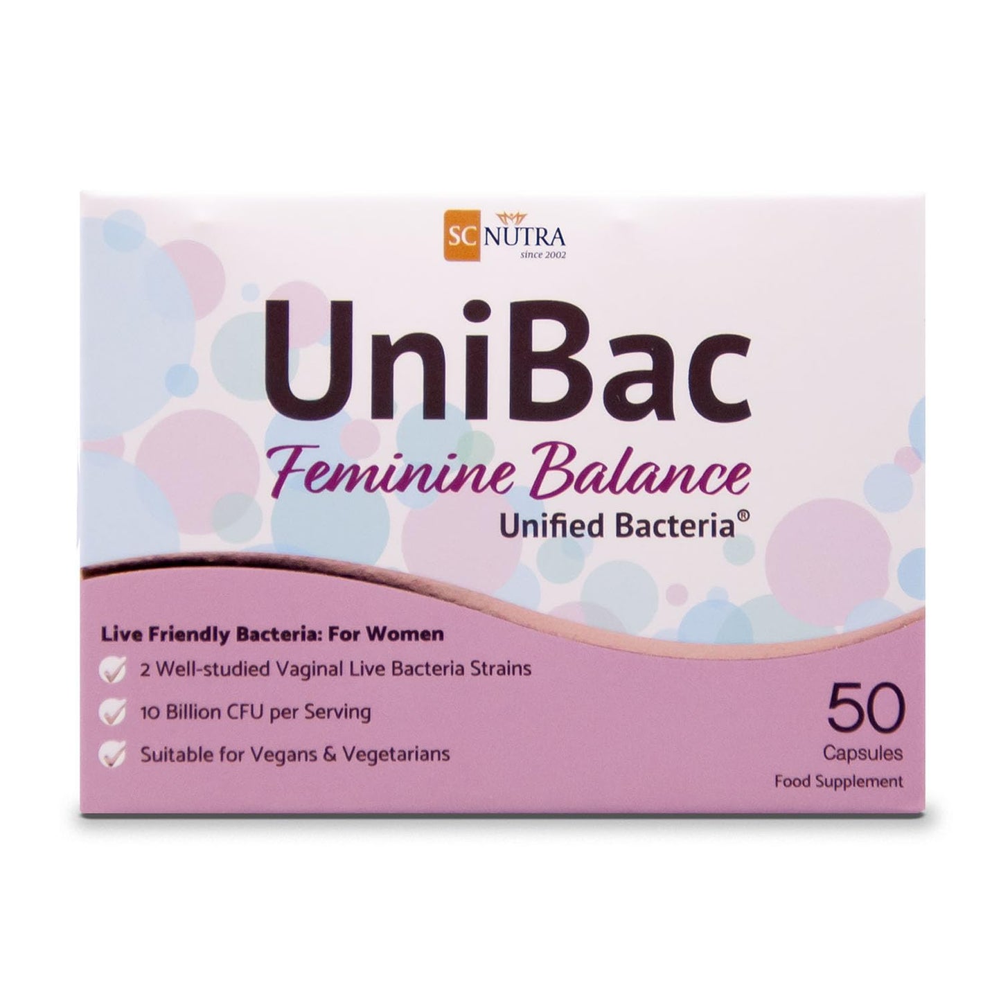 sc nutra UniBac Feminine Balance – Unified Bacteria – Probiotics for Women – Vaginal & Intimate Flora Support – Lactobacillus reuteri RC-14® & Lactobacillus rhamnosus GR-1® – Vegan Capsules (50 Count)