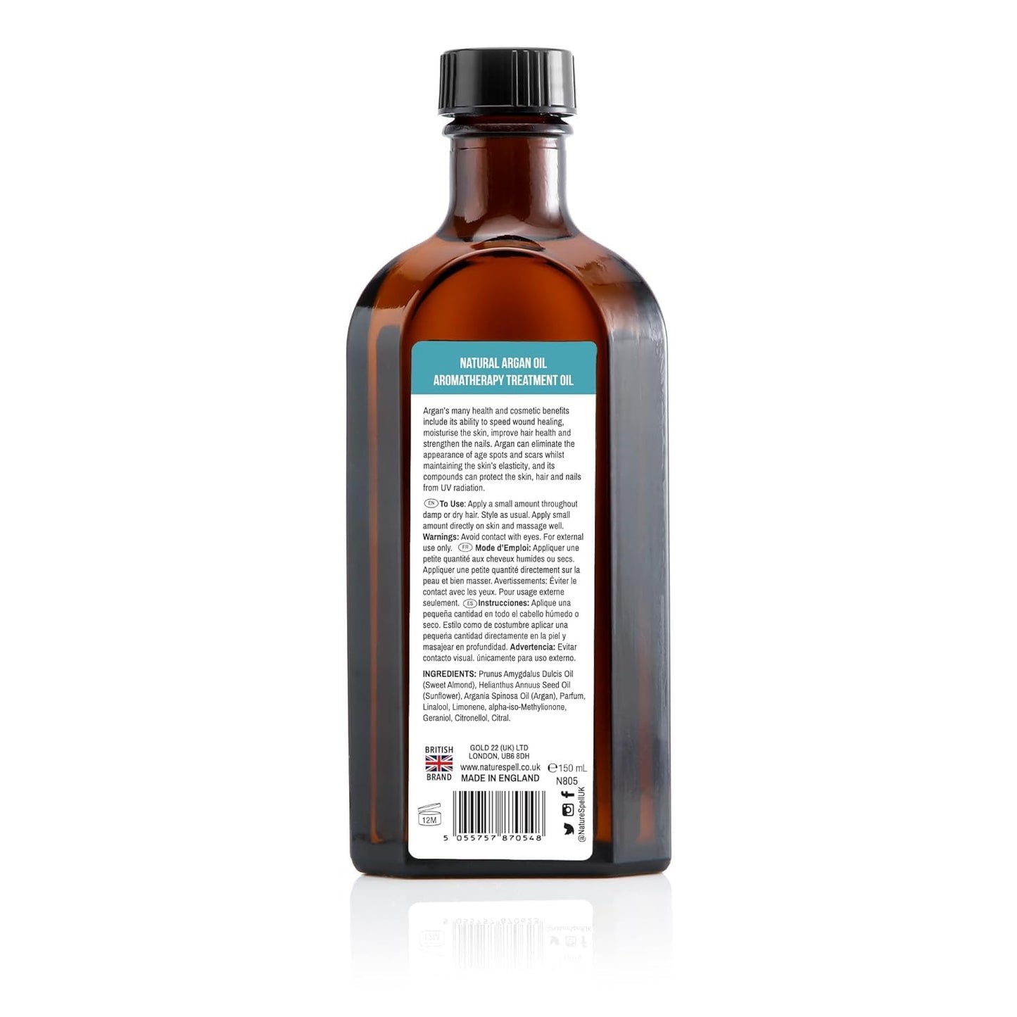 Nature Spell Argan Oil for Hair & Scalp, Pre-Diluted Oil to Replenish and Protect Strands from Heat Damage, For All Hair Types, 150ml