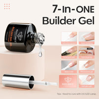 Modelones Builder Gel Set, 2 Pcs 10ml Clear Gel Builder for Nail, Nail Strengthener Builder Nail Extension Gel Builder Gel in a bottle, LED Nail Lamp Cured Hard Gel