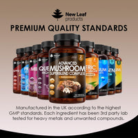 Mushroom Complex - Lions Mane Mushroom Cordyceps Mushroom Chaga Mushroom Reishi Mushroom Shiitake and Maitake Mushroom Blend - High Potency Mushroom Supplement - Made in The UK Made in The UK