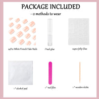 EONFAVE French Tip Nails - 24Pcs Square False Nails Short - Nude Pink Press On Nails - Stick on Nail French Tip - Full Cover Acrylic False Nail & Accessories Art for Women