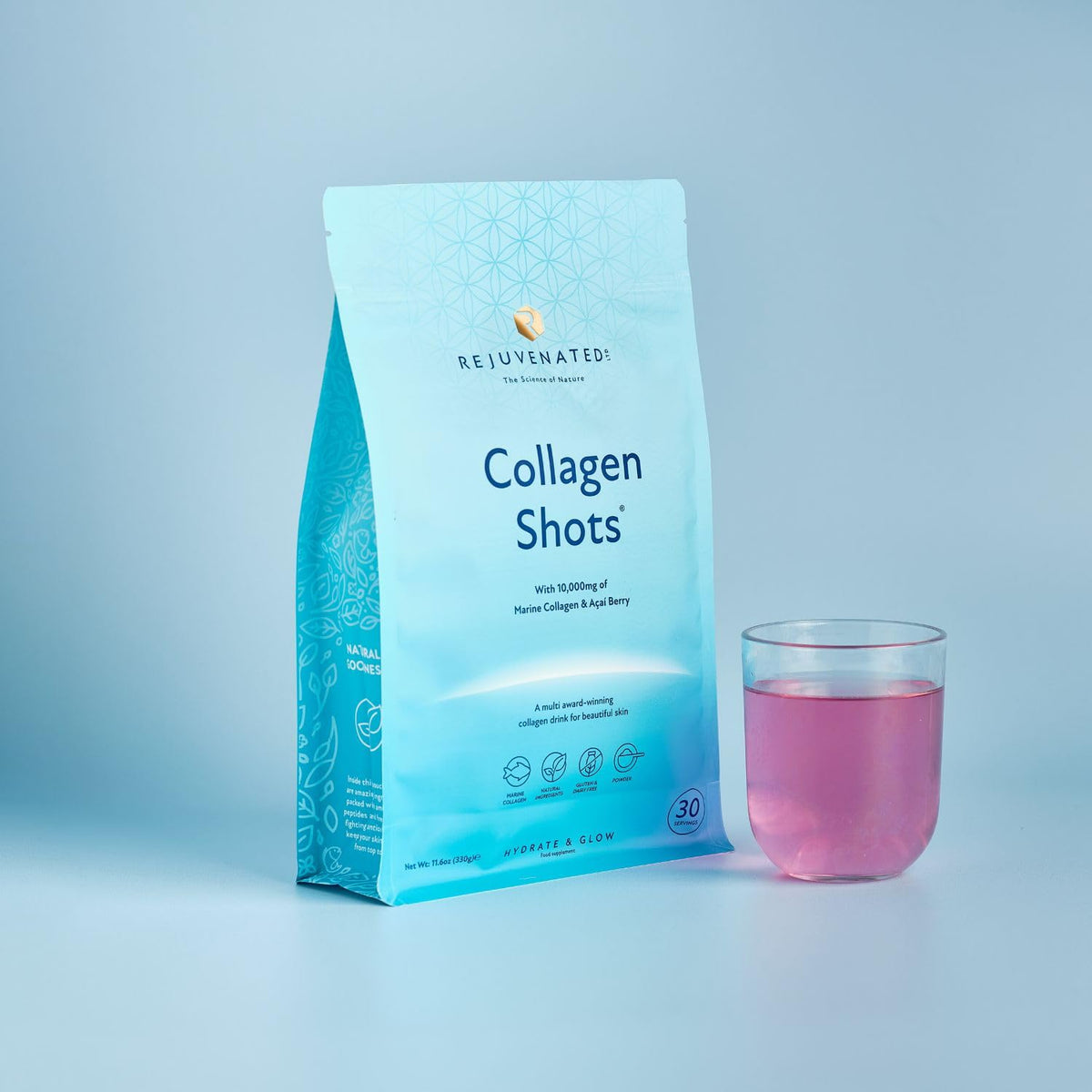 Rejuvenated Limited Rejuvenated Collagen Shots - 10,000 mg Marine Collagen Supplement Drink with Antioxidants, Vitamins & Hyaluronic Acid (30 Servings)