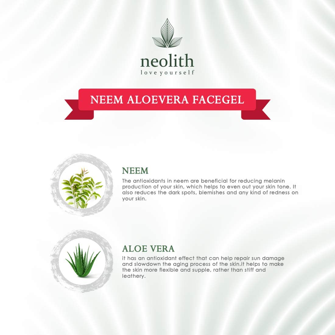 Neolith Neem Aloe Vera Soothing & Hydrating Gel || Non-Toxic Aloevera Gel For Acne, Scars, Glowing & Radiant Skin Treatment || Paraben Free, Vegan ||100 gm