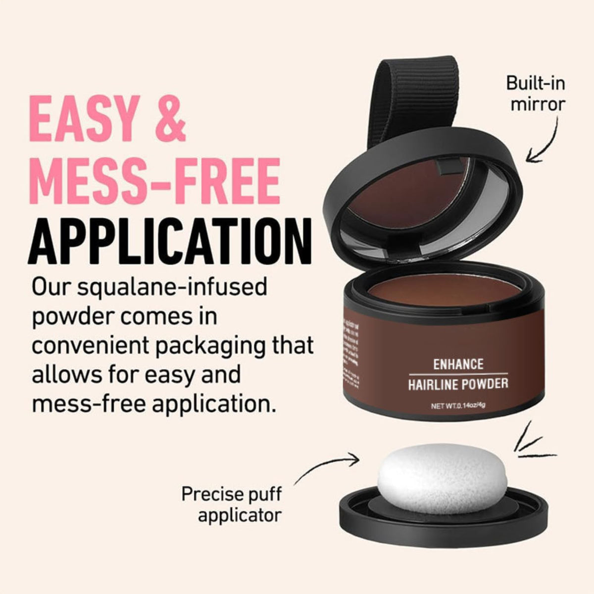 Fashion Base Hairline Enhancer - Root Touch Up Powder - Instantly Cover Gray Hair Roots - Thin Hair Powder (Dark Brown, 4g)