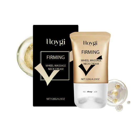 VRAIKO Collagen Firming Neck Cream, 2-in-1 Guasha Neck Moisturizer with Double Rollers, Collagen and Hyaluronic Acid, for Saggy Skin, Double Chin, Face Lifting