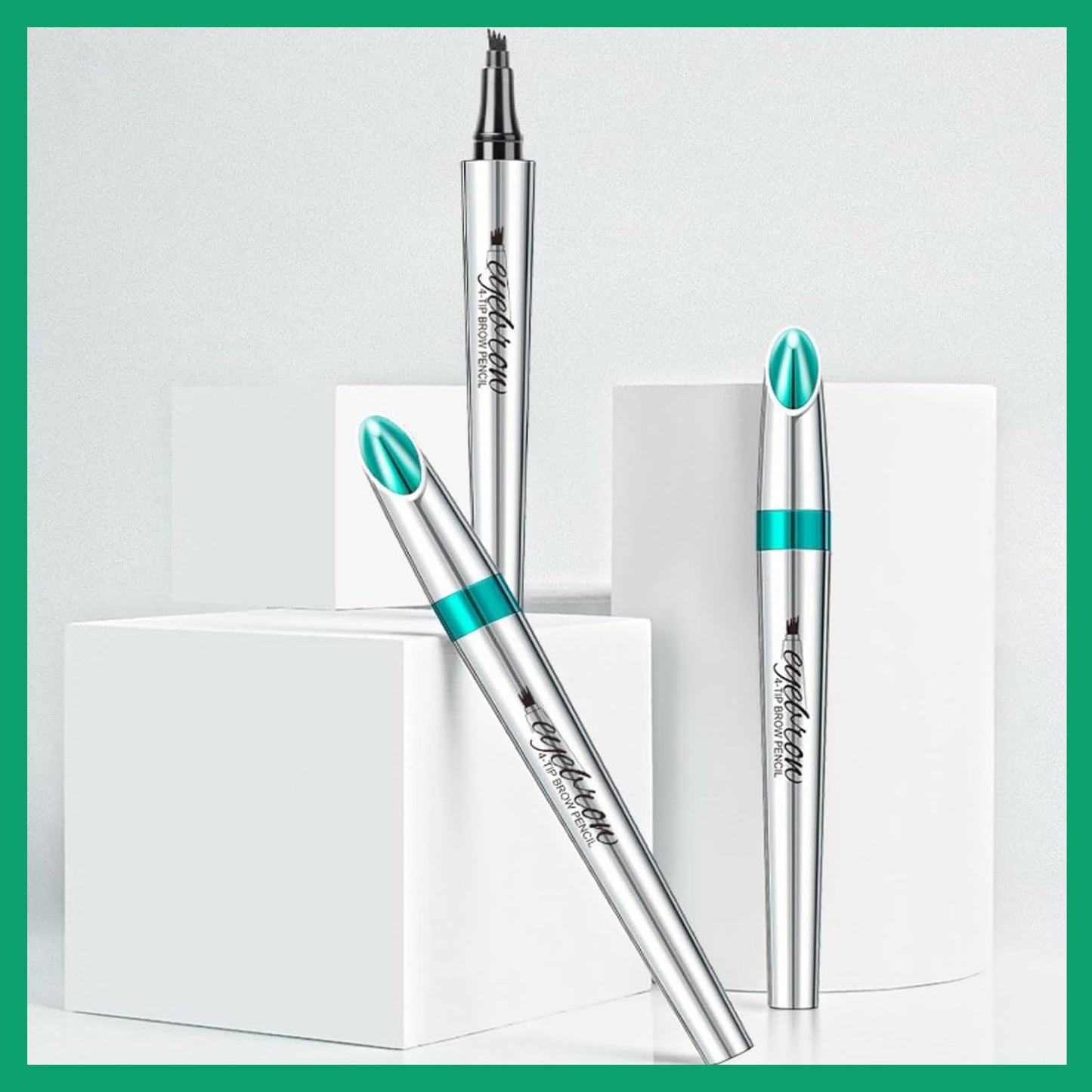 Mikloven 4D Microblading Eyebrow Pen with 4 Fork Tips – Waterproof, Smudge-Proof & Long-Lasting Liquid Brow Pencil for Natural Hair-Like Strokes, Includes Eyebrow Razor – Dark Brown