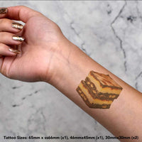 Azeeda 4 x 'Nanaimo Bars' Temporary Tattoos - Water Resistant, Skin-Safe, Non-Toxic Transfers, Mixed Sizes (TO00084028)