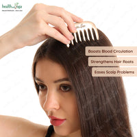 HEALTHANDYOGA HealthAndYoga Kansa Comb - Ayurvedic Healing Bronze Metal Hair Care Accessory - Detox Head Massage - Smoothens, Clears Dandruff, Tones Scalp, Revitalises Roots,Boosts Regrowth, Relaxes