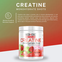 Medi-Evil Nutrition Creatine Monohydrate Powder, Strawberry and Lime Flavour, 400g, Micronised for Easy Mixing, Increases Physical Performance