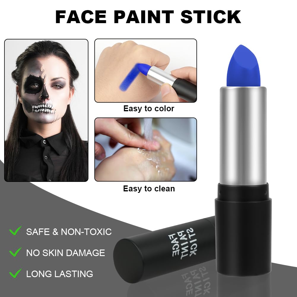 LOPHE Face Paint Stick, Blue Eye Body Paint Stick for Softball Football Baseball Lacrosse, Non Toxic Makeup Stick for Adults Kids Halloween Cosplay, Sport Oil-based Painting Stick