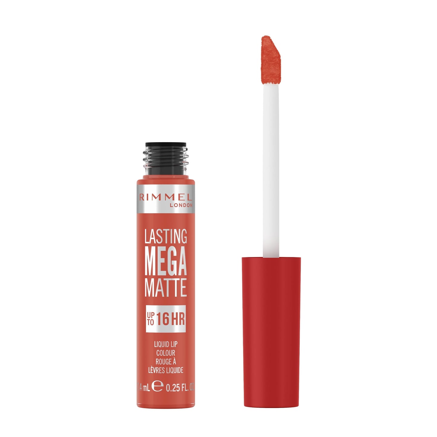 Rimmel London Lasting Mega Matte Liquid Lipstick, Long-Lasting, Hydrating, Vegan Formula - 600 - Coral Sass, 7.4ml
