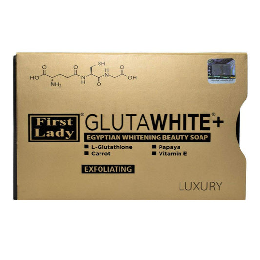 FIRST LADY GLUTAWHITE First Lady Glutawhite+ Egyptian Brightening Exfoliating Soap 200g with L-Glutathione, Papaya, Carrot & Vitamin E – Helps Even Skin Tone & Radiant Glow
