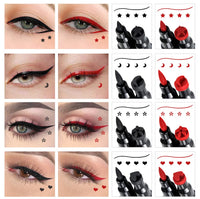 Eyeliner Stamp-OCHILIMA Double-sided Liquid Eyeliner Pen with Eye Makeup Stamp, Waterproof, Double Sided & Long Lasting Seal Tattoo Makeup Tool Red Black Stamp Pen (Red star Black love)