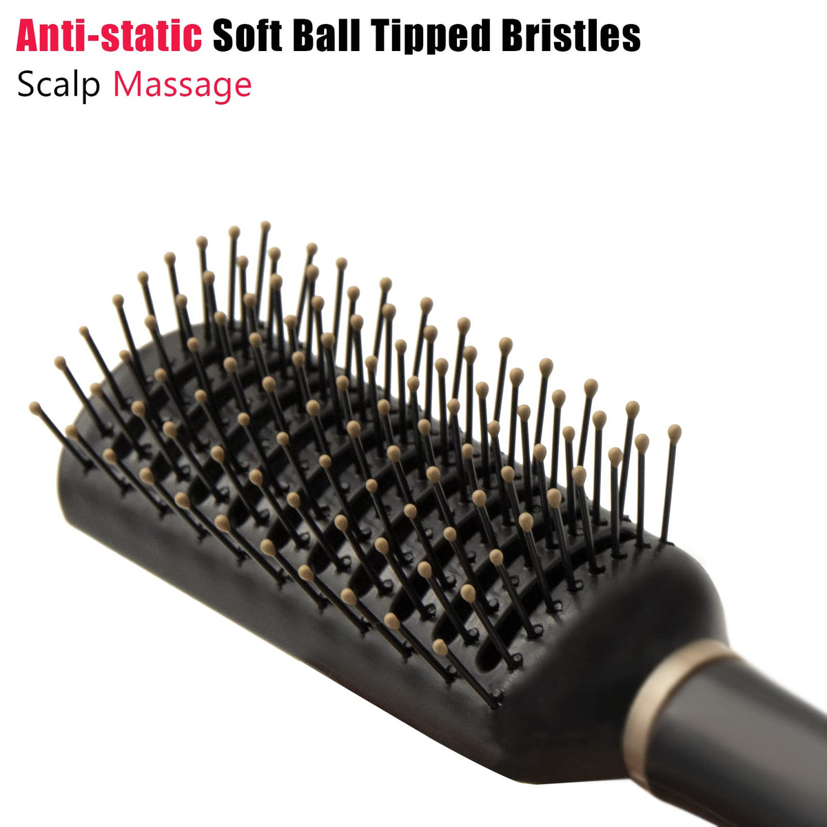 CODKU Vent Hair Brush, Detangling Vented Hair Brush for Men Women, 11 Row Hair Brush for Curly Hair, Vent Brush with Ball Tipped Bristles for Wet Dry Curly Straight Hair Blow Dry Brush,Black