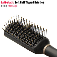 CODKU Vent Hair Brush, Detangling Vented Hair Brush for Men Women, 11 Row Hair Brush for Curly Hair, Vent Brush with Ball Tipped Bristles for Wet Dry Curly Straight Hair Blow Dry Brush,Black