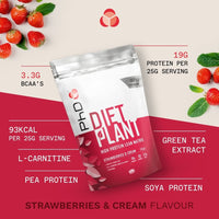 PhD Nutrition Diet Plant, Vegan Protein Powder Plant Based, Strawberries and Cream, 19g of Plant Protein, 20 Servings Per 500g Bag