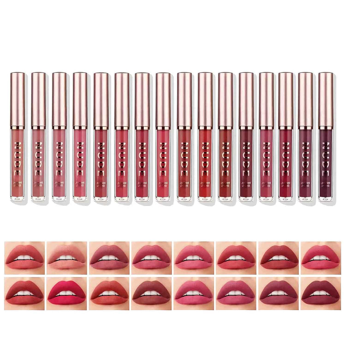 LANGMANNI Matte Liquid Lipstick Makeup Set Velvety Long Lasting Waterproof High Pigmented Velvet Lipgloss Kit Beauty Cosmetics Makeup Gift Set (16PCS)