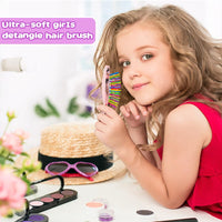 Cosysparks Toddler Hair Brush Girl, 3 Pcs Detangler Brush and Comb Set Mini Hair Brush Cute Kids Detangle Hair Brush Pocket Airbag Comb Massage Comb for Girls Wet Dry Hair (Pink)