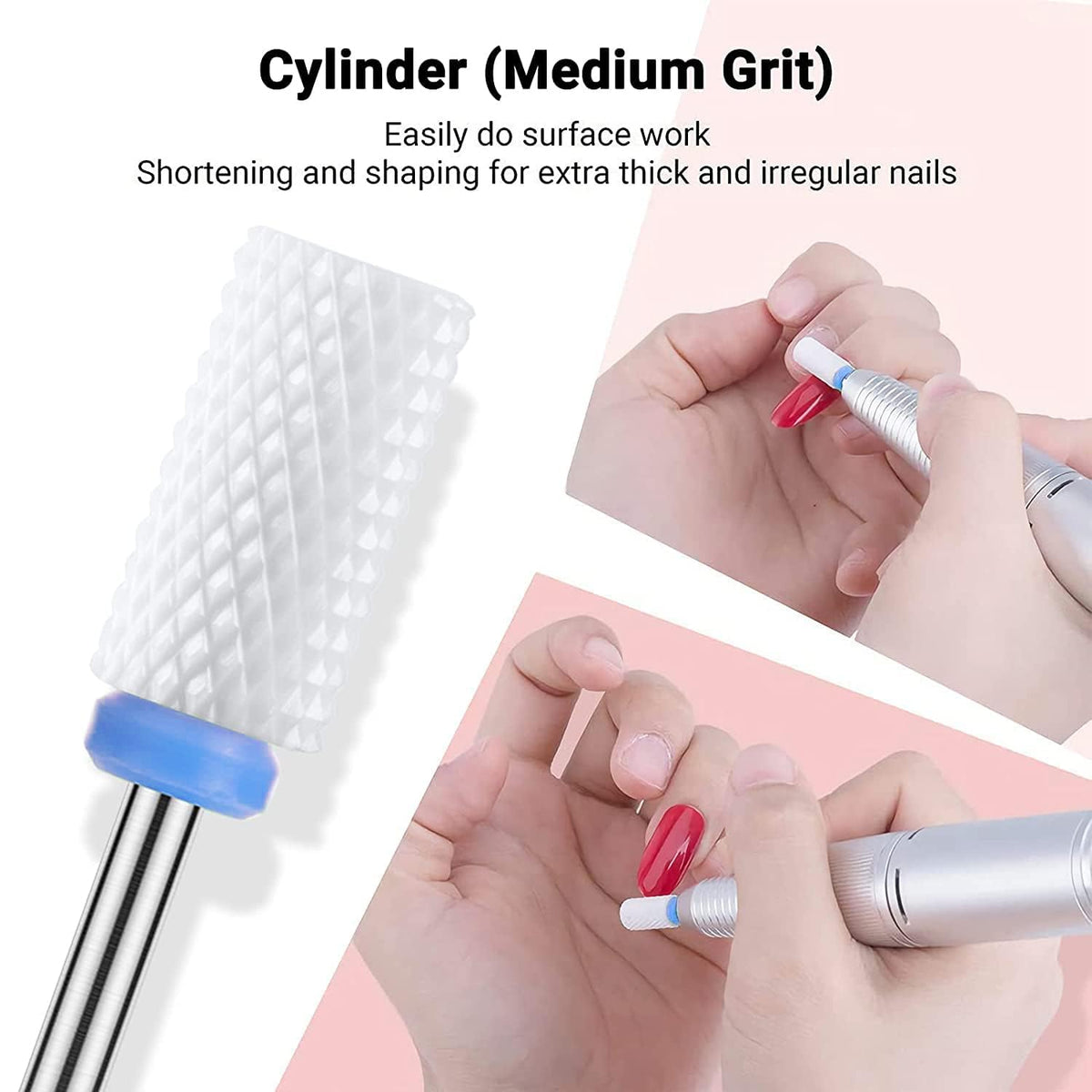 MelodySusie 21pcs Nail Drill Bit Set, Professional 3/32'' Ceramic Diamond Carbide Acrylic Gel Nail Art Tool Kit, Cuticle Remover Bit for Acrylic Gel Dip Powder, Nail Manicure Pedicure (Ceramic 4pcs)