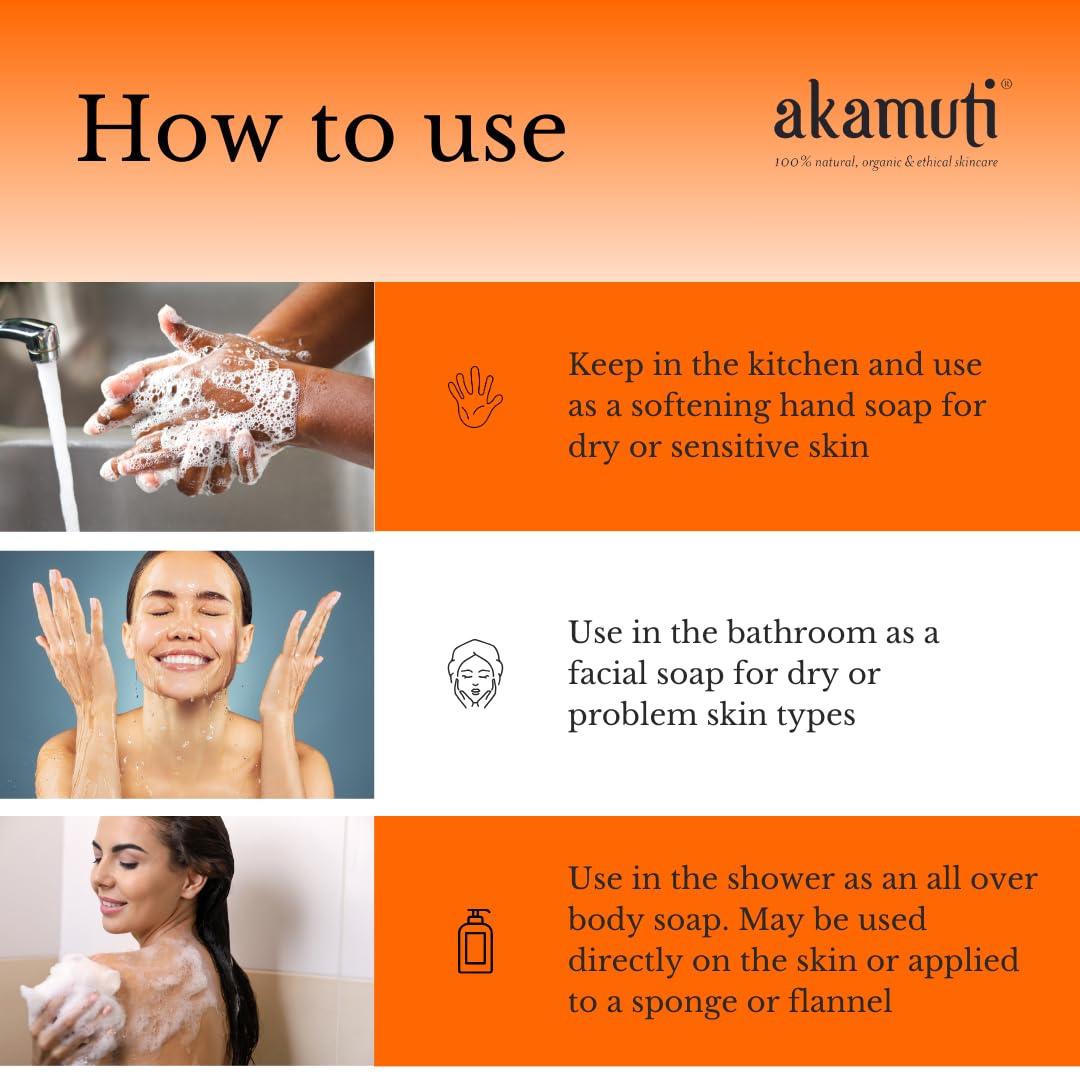 Akamuti Liquid African Black Soap 250ml with frankincense and patchouli