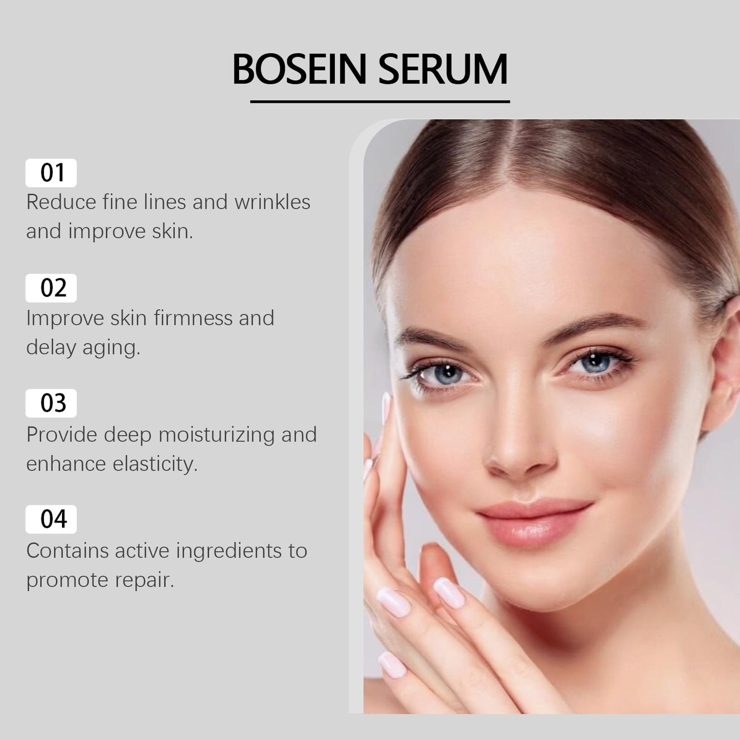 Bosein Serum Face Serum, Facial Serum Face Lotion Helps to Improve Skin Moisturisation and Hydration to Enhance Skin Texture, Radiance and Refinement