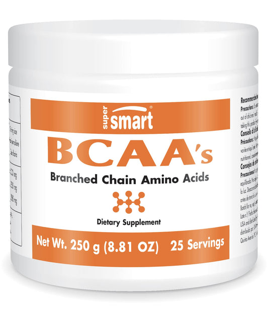 SUPERSMART Supersmart - BCAAs 2:1:1-3 Essential Amino Acids for Muscle Metabolism (Toner, Builder & Recovery) - Third Most Important Source of Energy | Non-GMO & Gluten Free - 250g
