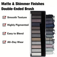 Xinyig Grey Eyeshadow Palette Black Eyeshadow 12 Pigmented,Smokey Eyeshadow Palette 12 Shades,Waterproof Eye Shadow Pallets for Women,Shimmer Smokey Color Eyeshadow,Full Matte Smokey Eye Shadow Pallets