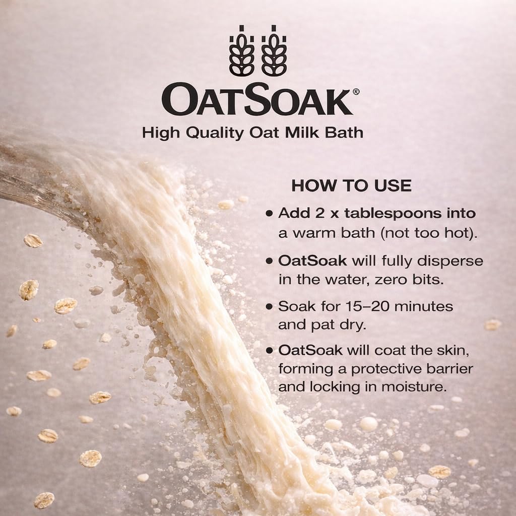 Bare Boutique OatSoak Itch Relief Colloidal Oats - Dissolvable Oats for The Bath. Soothing Bath Powder for Chicken Pox Relief, Eczema, Psoriasis, Itchy, Irritated Dry Skin, Sunburn. No additives.