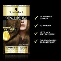 Schwarzkopf Oleo Intense Brown Hair Dye, 3-Pack Permanent Oil Colour, No Ammonia, Covers Greys, Gold Brown 4-60