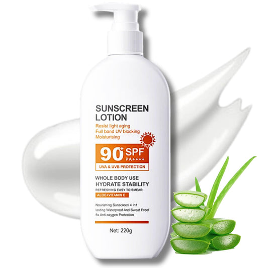 Trendyfave Sunscreen SPF 90+, Face Sunscreen SPF 90, Large-capacity Body Sunscreen, Sun Cream SPF 90 PA+++, Ultra Light UV Protetion, Water & Sweat Resistant, Moisturizing & Non Greasy 220g