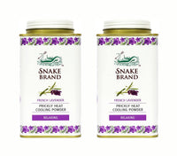 SNAKE BRAND Prickly Heat Cooling Body Powder 140g (Relaxing Lavender, Pack of 2)