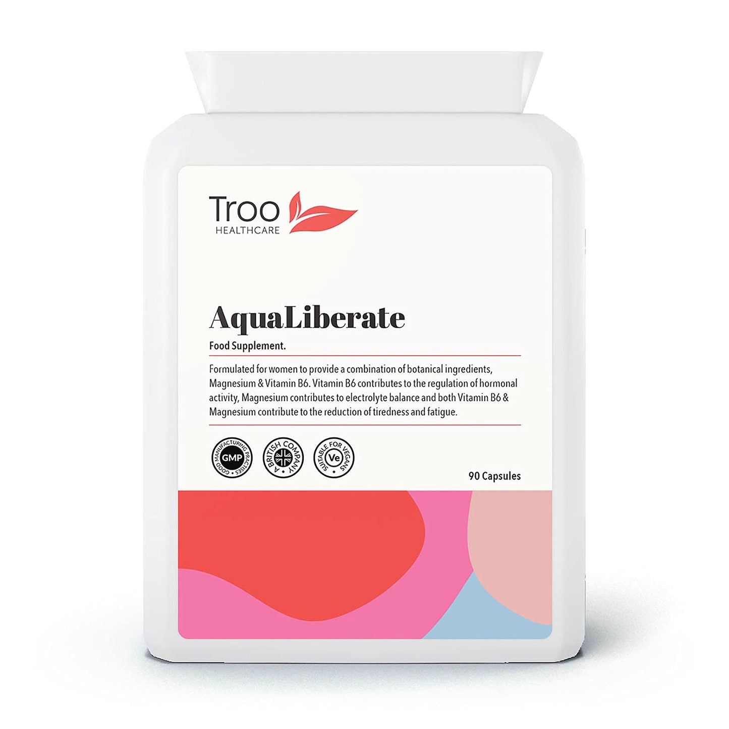 Troo AQUALiberate 90 Capsules - Electrolyte and Hormonal Balance Supplement for Women - Botanical Blend with Magnesium and Vitamin B6 - UK Manufactured to GMP Standard
