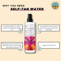 Crazy Angel Vegan Self-Tan Water (Buildable/Medium tan). Made in UK. 200ml.