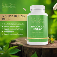 Lily Green Supplements Lily Green Rhodiola Rosea Capsules | 600mg Per Serving Rhodiola-Rosea Supplements for Anxiety, Adaptogenic & Cognitive Support | Non-GMO, No Artificial Additives | 90 Capsules | Made in UK